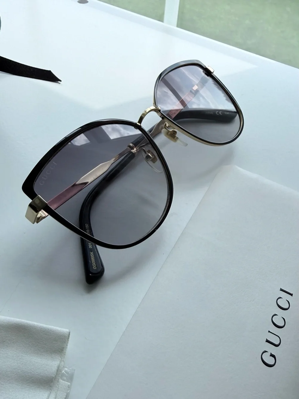 Gucci Black Frame Gradient Lens Women's Sunglasses